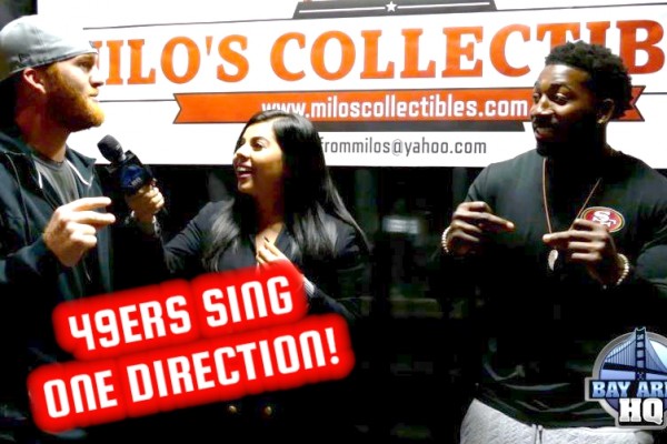 Bruce Miller Kendall Gaskins San Francisco 49ers Interview One Direction 2015 at Milos Collectibles