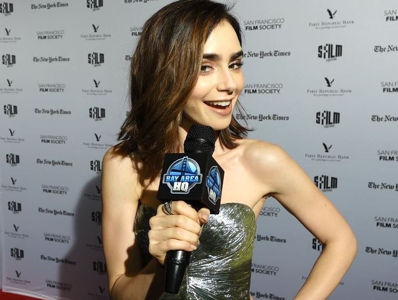 Lily Collins Interview Rules Dont Apply Red Carpet 2016 San Francisco Bay Area HQ Warren Beatty Fashion
