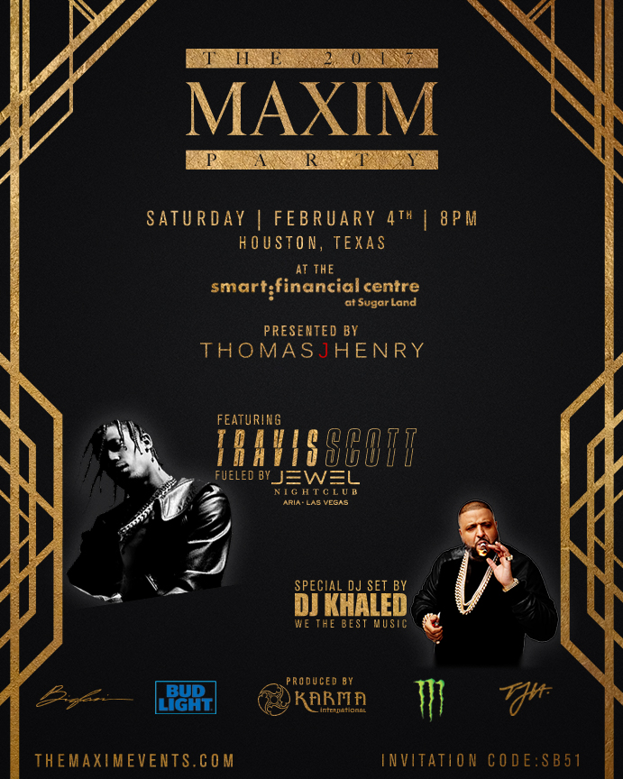 Maxim Super Bowl Party DJ Khaled Travis Scott Houston 2017