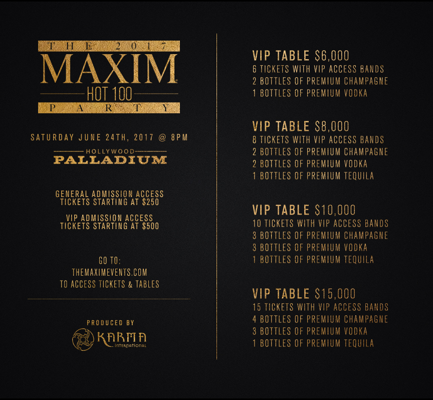 Maxim Hot 100 Party Tickets 2017