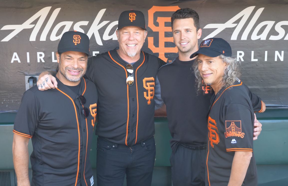 Metallica Buster Posey Photo 2017 San Francisco Giants James Hetfield Kirk Hammett Metallica Night Rehearsal SF